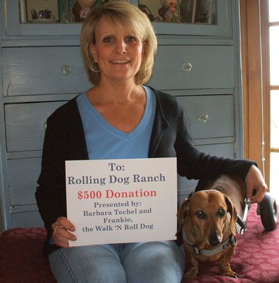 Frankie and Barbara with donation