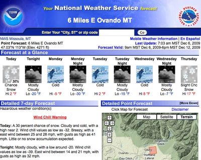 Weather forecast Dec 6