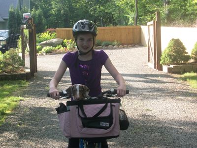 Lucy and Kendall on bike