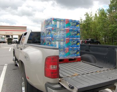 Paper towel pallet in truck Paper towel pallet in truck