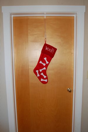 Dog wing door with stocking Dog wing door with stocking